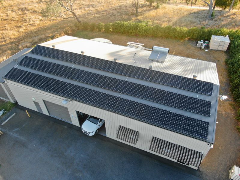 solar panels installed on large shed
