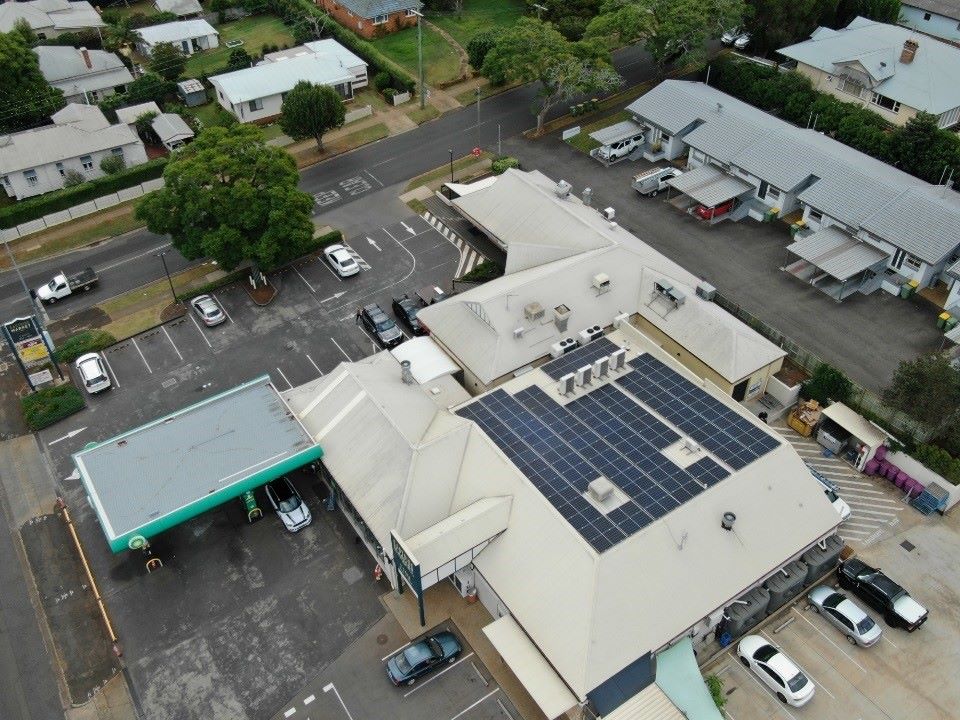 solar panels installed on BP service station toowoomba